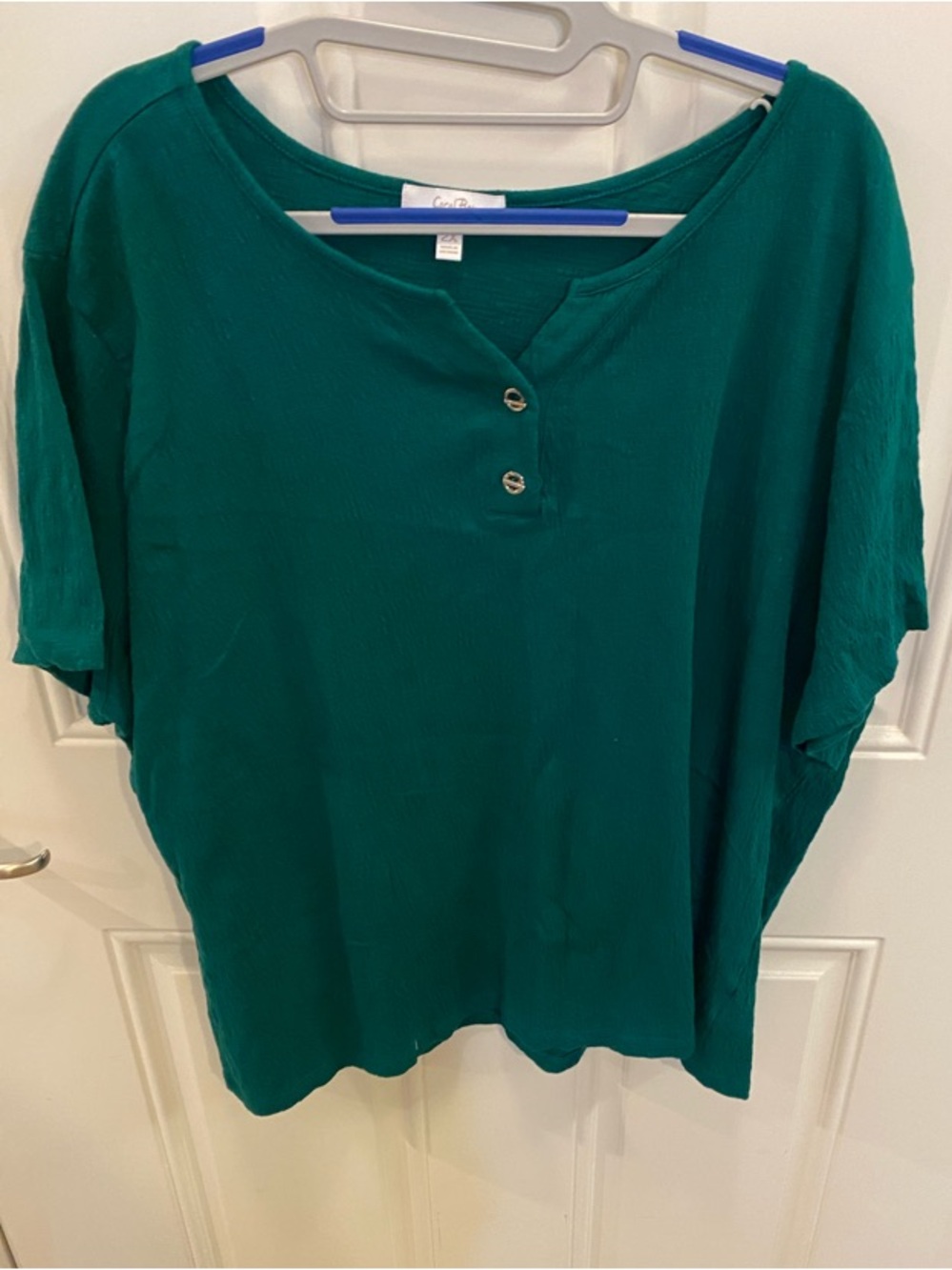 Coral Bay Teal Short-Sleeve Henley Top